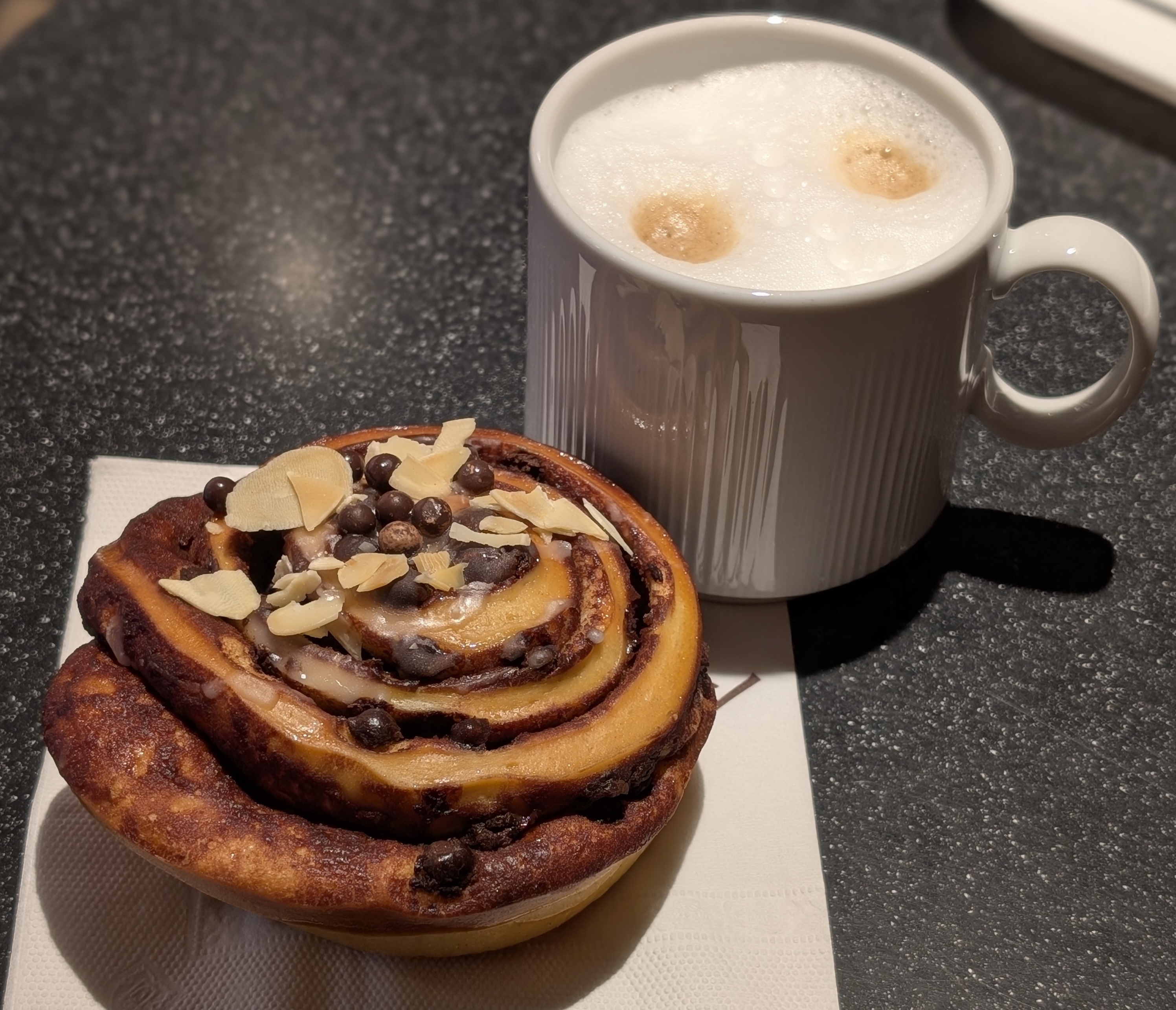 Cinnamon roll and coffee